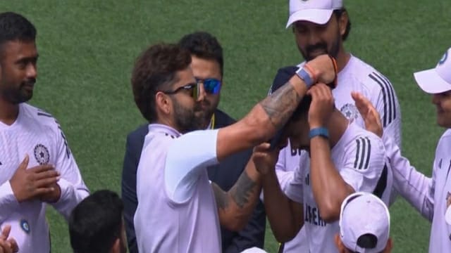 Nitish Kumar Reddy receives debut Test Cap from Virat Kohli