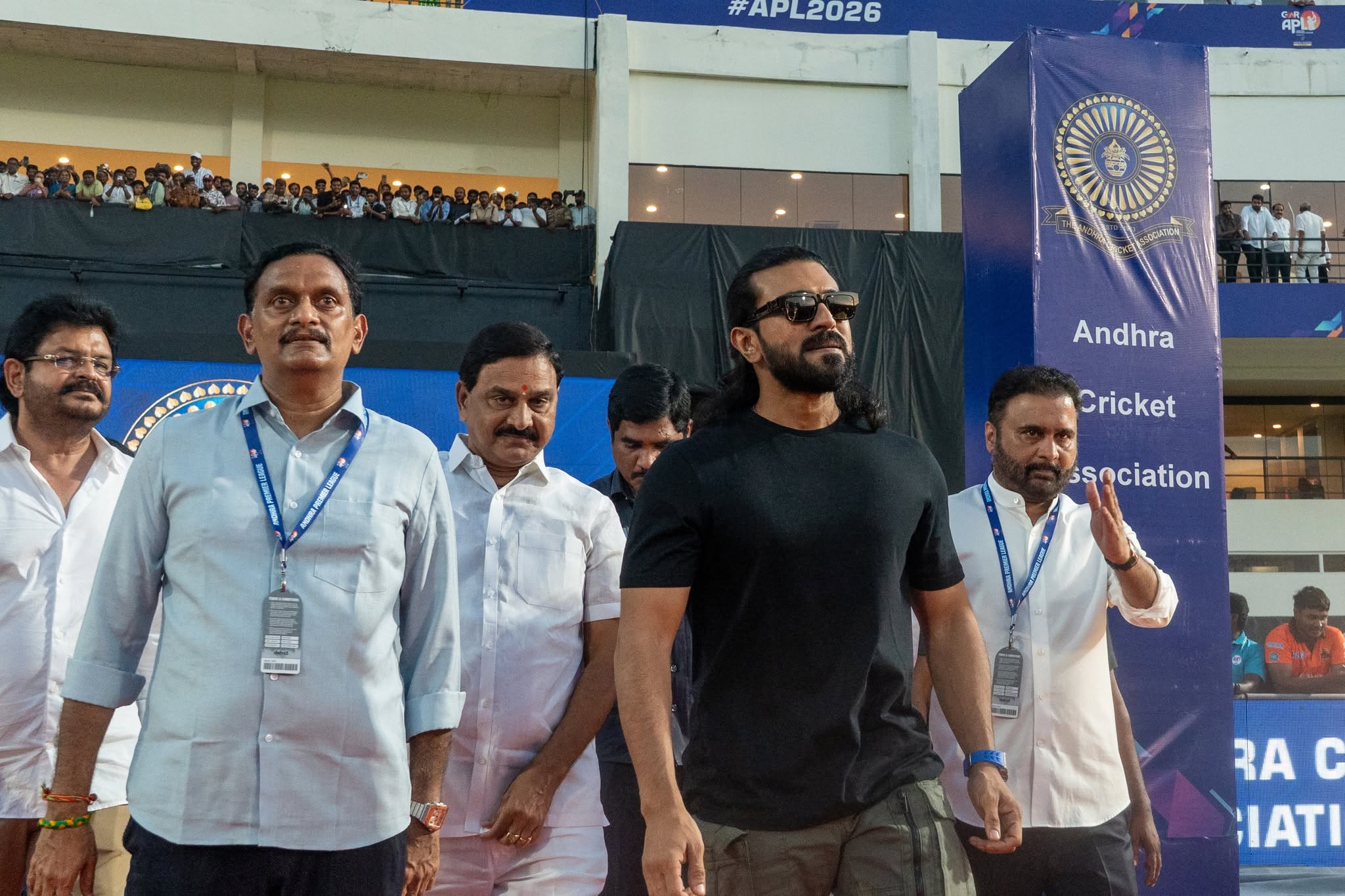 Ram Charan Graces ACA International Cricket Stadium at Mangalagiri During APL Season 5